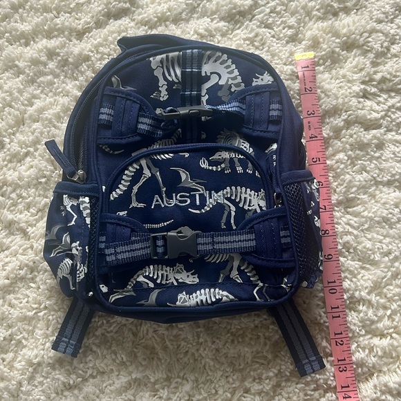 Personalized “Austin” Mini Pottery Barn Kids dinosaur glow-in-the-dark backpack. - Picture 2 of 7